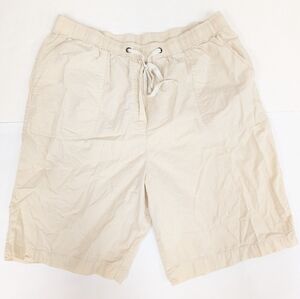 Blair 100% Cotton 8.5 Inch Pull On Elastic Cream Shorts Large [289]
